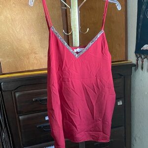 Women Maurices Burgundy Top with Sparkling Trim